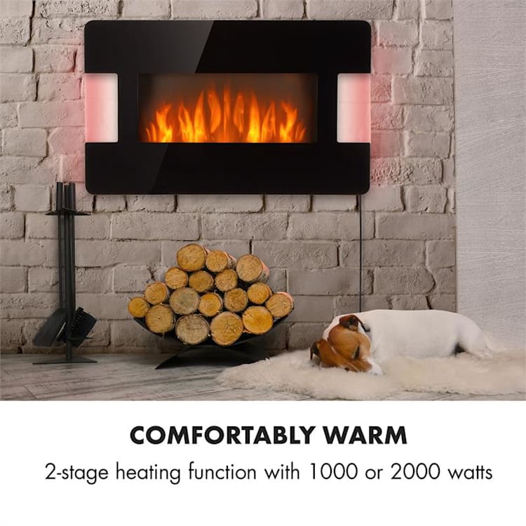 Klarstein Belfort Light & Fire Elektrischer Kamin 1000/2000W Fernbedienung Schwarz