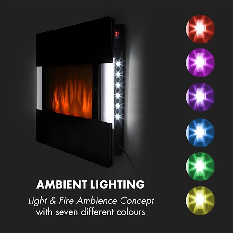 Klarstein Belfort Light & Fire Elektrischer Kamin 1000/2000W Fernbedienung Schwarz