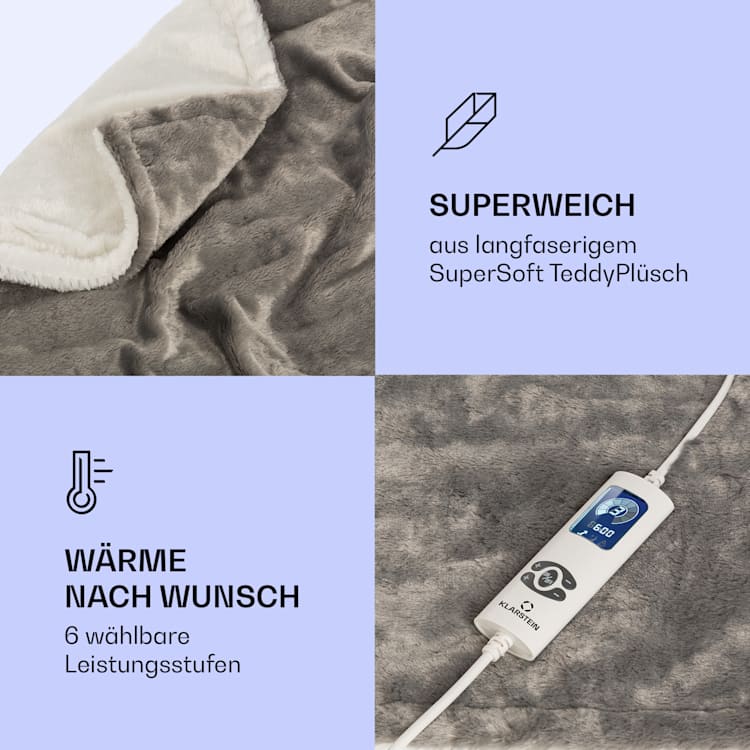 Dr. Watson SuperSoft Heizdecke 160 W 180 x 130 cm Teddy-Plüsch Creme