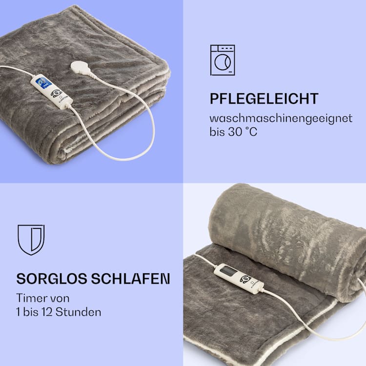 Dr. Watson SuperSoft Heizdecke 160 W 180 x 130 cm Teddy-Plüsch Creme