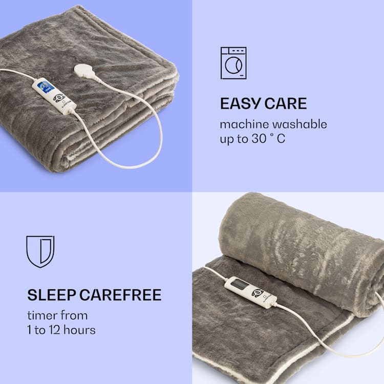 Dr. Watson SuperSoft, melegítő takaró, 160 W, 180 x 130 cm, Teddy mikroplüss, bézs/szürke Krémszín