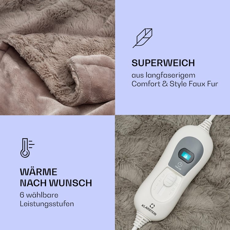 Dr. Watson Comfort & Style Heizdecke 120W 180x130cm Faux Fur