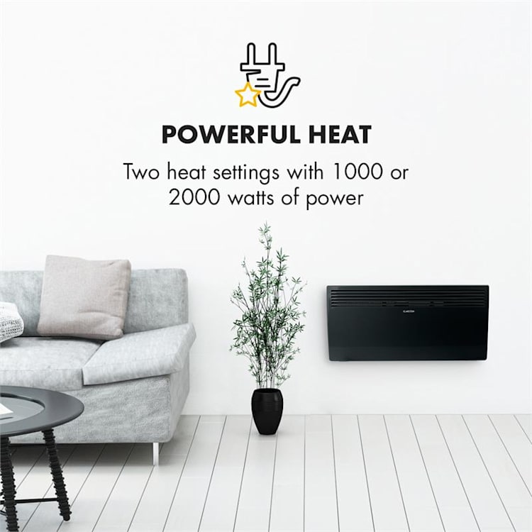 Hot Spot Slimcurve, incalzitor 80 x 40 cm, 40 m², 2000 W, 5 - 40 °C, LED, IP24, negru Negru
