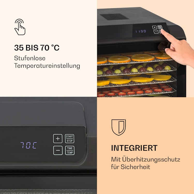 Arizona Jerky Dörrautomat 500W 35-70°C digitales Touch-Display