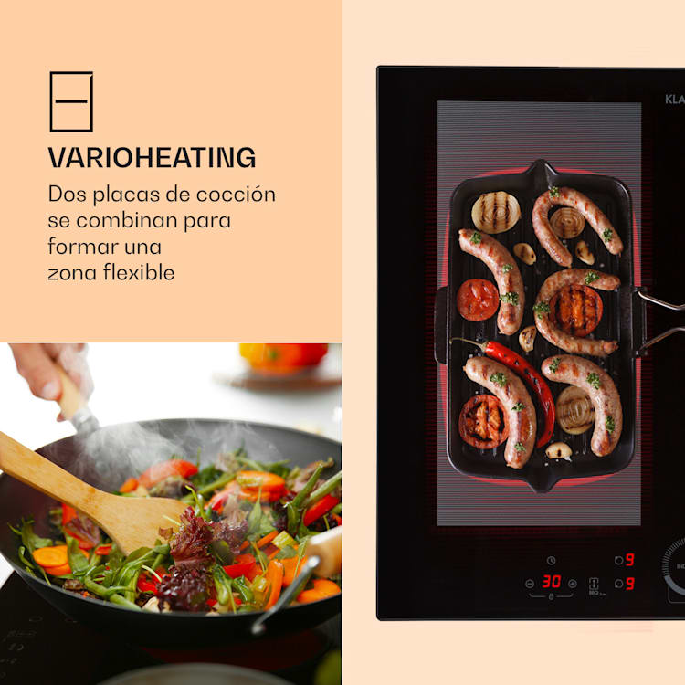 Placa de cocción híbrida Delicatessa 60 inducción Autark 4 zonas 7000W vitrocerámica 4 (2 rectangulares, 1 redondo de 21 cm, 1 redondo16 cm)
