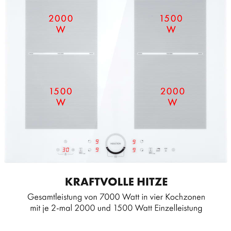 Delicatessa 60 Induktionskochfeld 4 Zonen 7000W Timer weiß Weiß