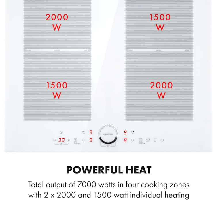 Delicatessa 60 Induction Hob 4 Zones 7000W Timer White White