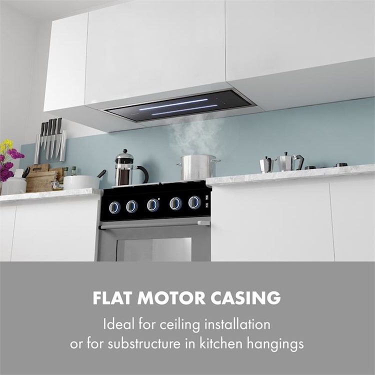 High Line Ceiling Hood 90cm 410 m3 / h 75W 3 Steps Remote Control Black 90 cm