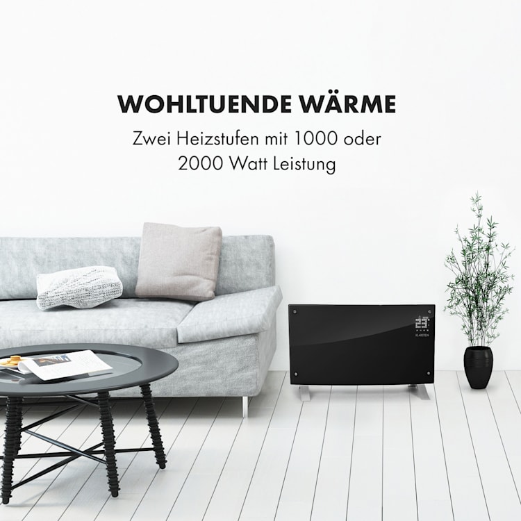 Bornholm Curved Ambient Konvektionsheizgerät 1000/2000W schwarz Schwarz