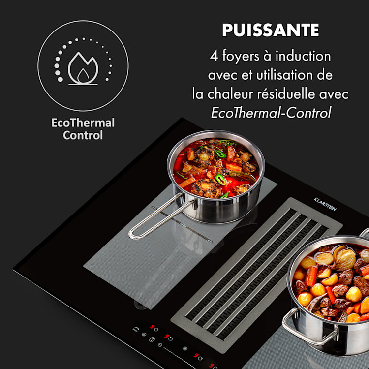 Full House Down Air System Table à induction + hotte classe A+ - noir