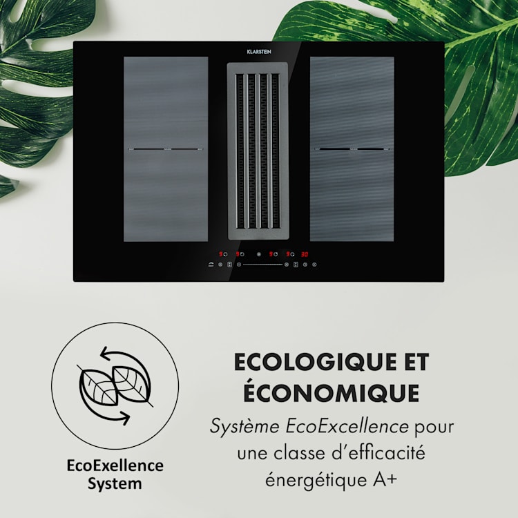 Full House Down Air System Table à induction + hotte classe A+ - noir