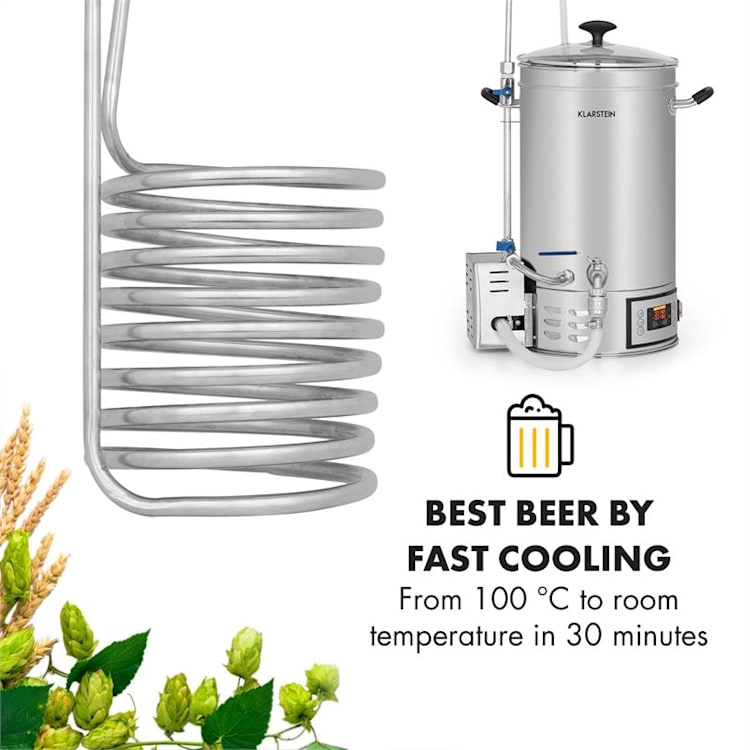 Chiller 6, ponorný chladič, sladový chladič, Ø 20 cm, 9 závitů spirály, nerezová ocel 304 9 chladicích závitů