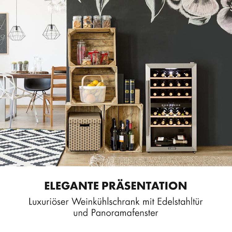 Vinamour 29 Duo Weinkühlschrank 2 Zonen 80L/29 Flaschen 5-22°C Touch 29 Flaschen | 2 Kühlzonen