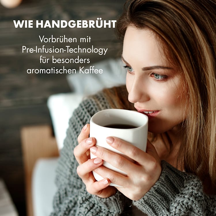 GrandeGusto Kaffeemaschine 1690W 1,3l Pre-Infusion 96°C schwarz/metallic Metallic