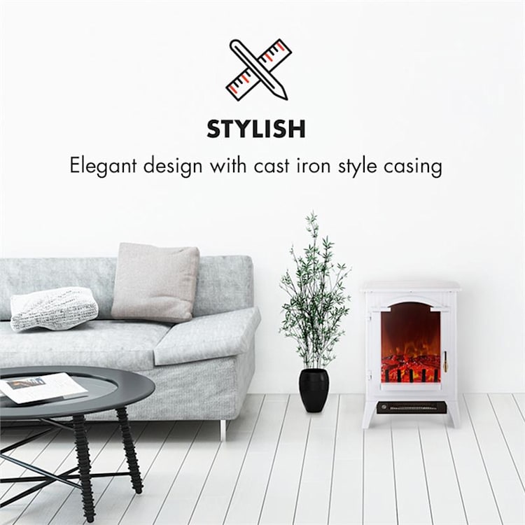 Graz Electric Fireplace 1000 / 2000W Thermostat PanoramaView White White