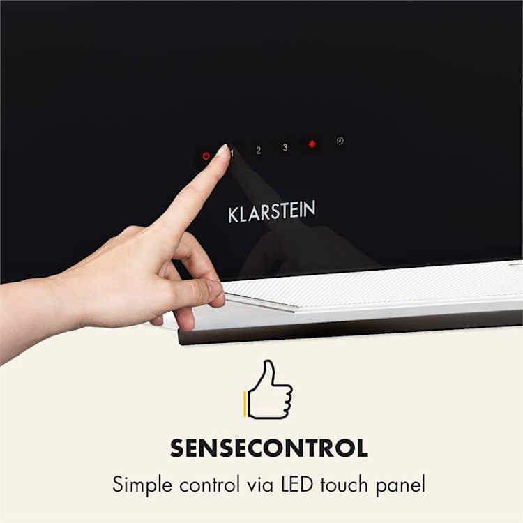 Kronleuchter L Wyspowy okap kuchenny 60 cm wydajność wyciągu powietrza: 590 m³/h LED panel dotykowy kolor czarny Czarny