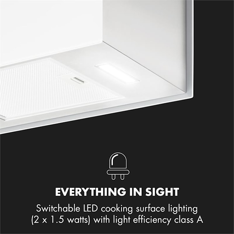 Kronleuchter L Inselabzugshaube 60cm Abluft: 590m³/h LED Touch Glas weiß Weiß
