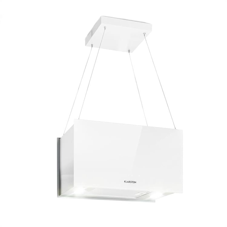 Kronleuchter L Inselabzugshaube 60cm Abluft: 590m³/h LED Touch Glas weiß Weiß