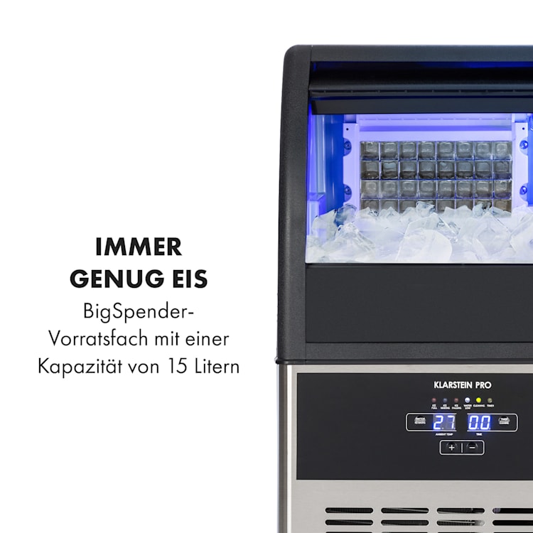Antarctica Eiswürfelbereiter 270W 15l 26kg/24h Edelstahl schwarz