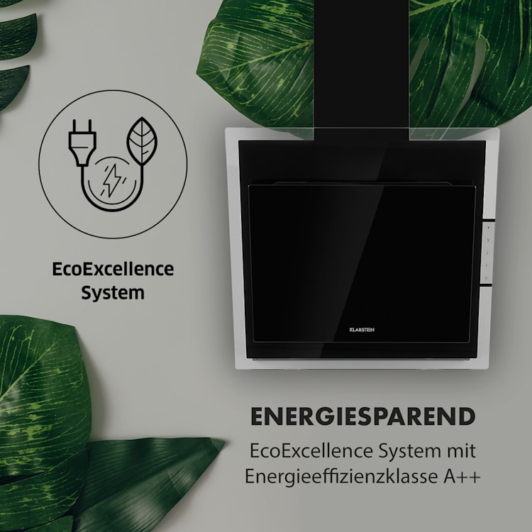 Mirage 60 Dunstabzugshaube 550 m³/h Touch-Panel RGB-Ambiente-Licht A++ Glas 60 cm | Schwarz
