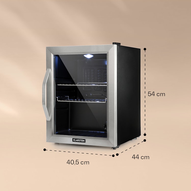 Beersafe M Kühlschrank 33 Liter 2 Böden Panoramaglastür Edelstahl 33 Ltr | Edelstahl