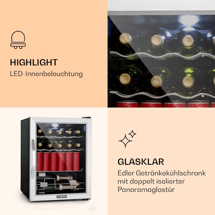 Beersafe XL Mix It Edition Kühlschrank 60 Liter 4 Böden Panoramaglastür