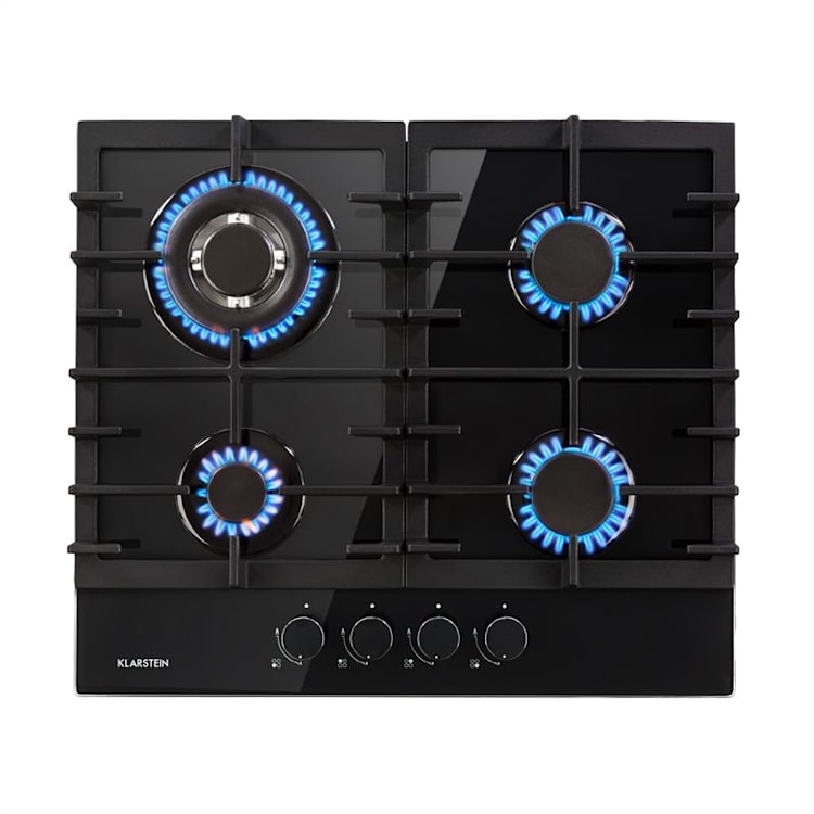 Ignito 4 Zone Gas Hob 4-Burner Sabaf Burner Glass Ceramic Black 4 burners | Black