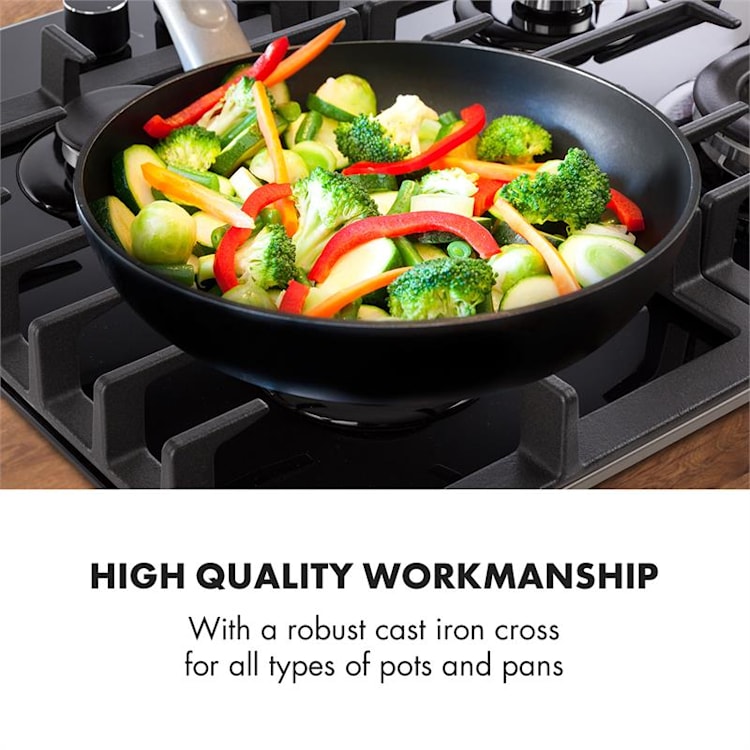 Ignito 4 Zone Gas Hob 4-Burner Sabaf Burner Glass Ceramic Black 4 burners | Black