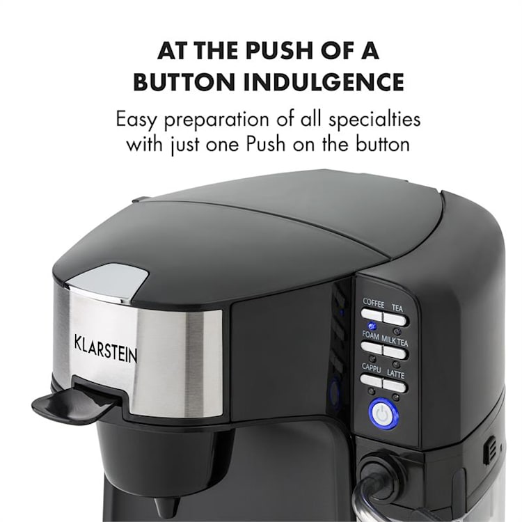 Baristomat 2-in-1-Heißgetränkeautomat für Kaffee, Tee & Milchschaum 6 Programme