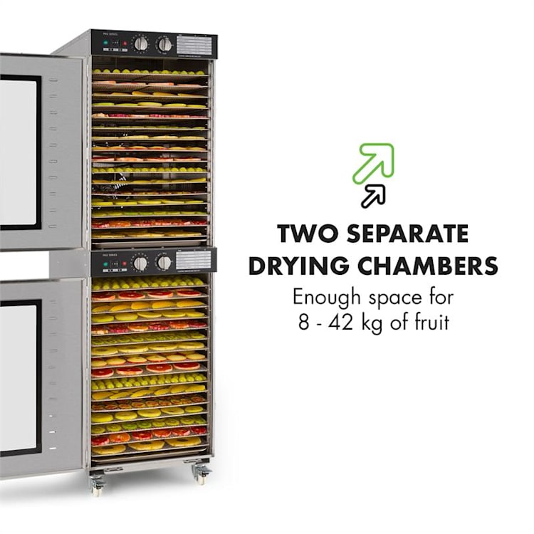 Master Jerky 32, szárítógép, 4500 W, 40 - 90 °C, 15 órás időzítő, nemesacél, ezüst 32 tálca