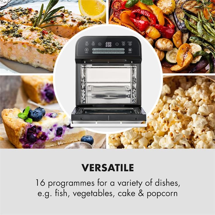 AeroVital Cube Hot Air Fryer 1600W 12l Timer 16 Programmes Black Black