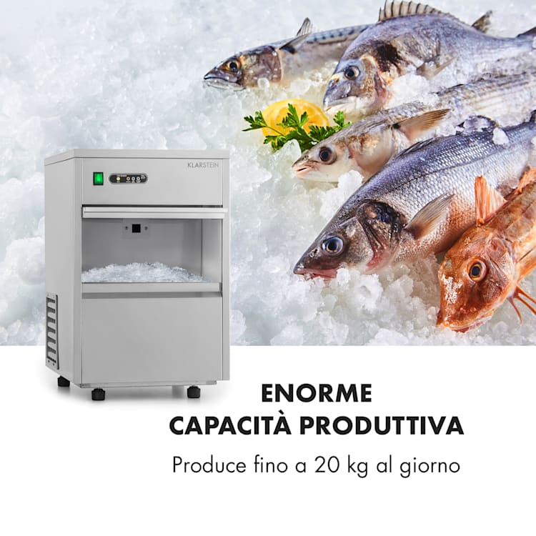 Frostica Macchina del Ghiaccio Flake Ice Maker 20kg/24h Inox argento