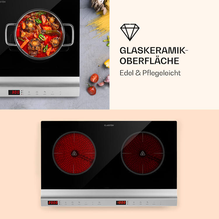 MisterCook Duo Kochplatte Infrarot 3000W 90-650°C Abschalttimer
