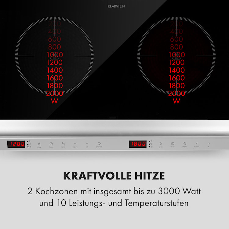 MisterCook Duo Kochplatte Infrarot 3000W 90-650°C Abschalttimer