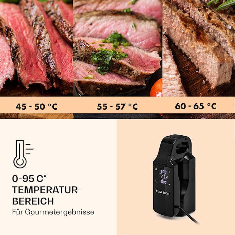 Quickstick Free Sous Vide Stick 0-95 °C LCD-Touch-Display schwarz