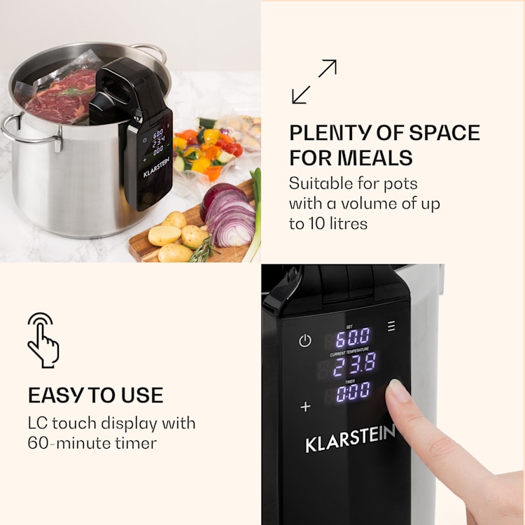 Quickstick Free Sous Vide Stick 0-95 °C LCD touch display black