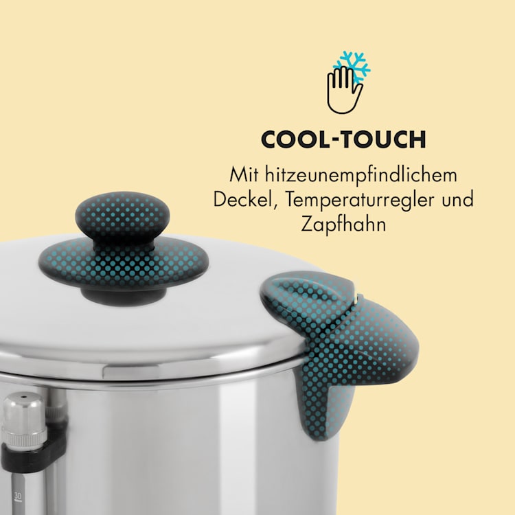 Excelsa Rundfilter-Kaffeemaschine, 30 Tassen, Zapfhahn, Edelstahl