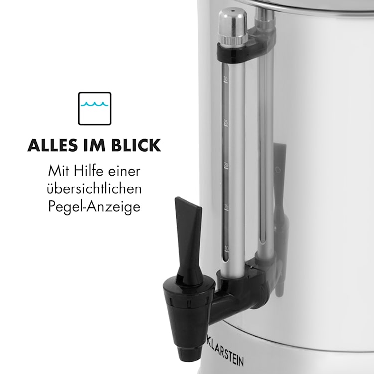 Excelsa Rundfilter-Kaffeemaschine, 30 Tassen, Zapfhahn, Edelstahl