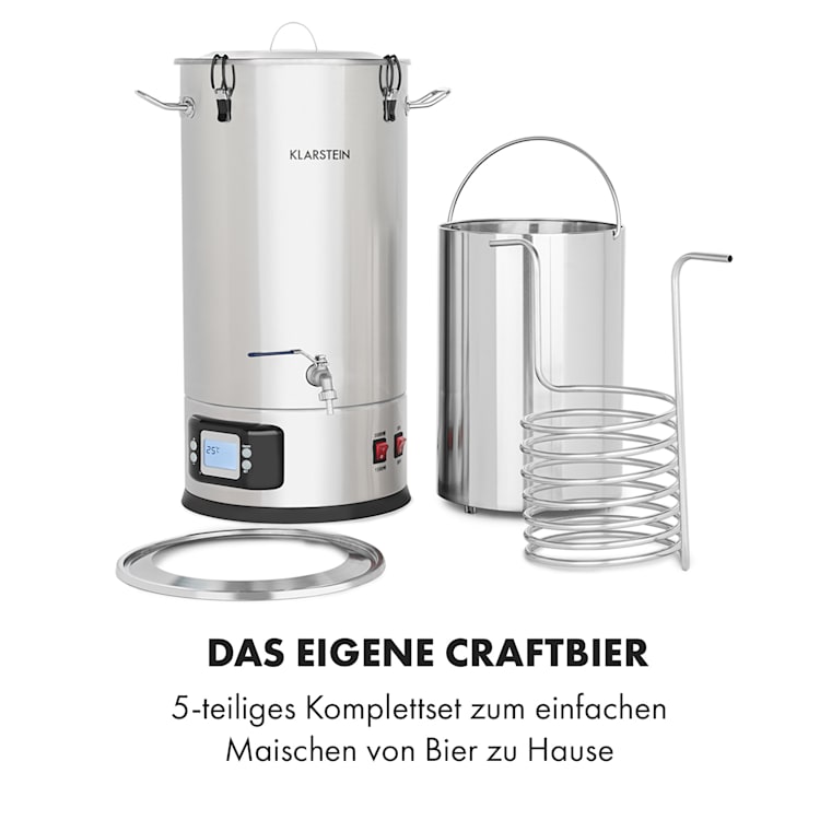 Maischfest Maischekessel 5 Teile 1500/3000W 30l LCD Edelstahl 30 Ltr