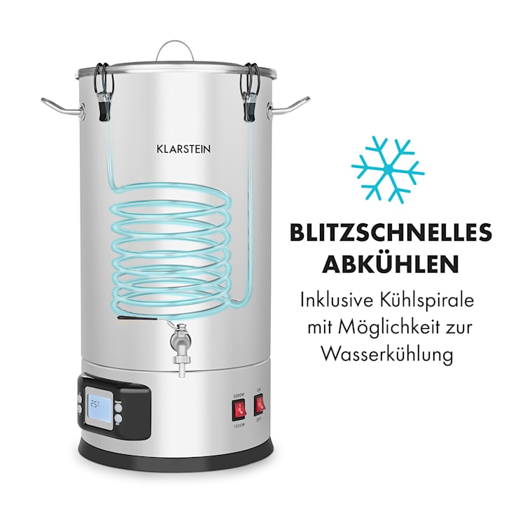 Maischfest Maischekessel 5 Teile 1500/3000W 30l LCD Edelstahl 30 Ltr