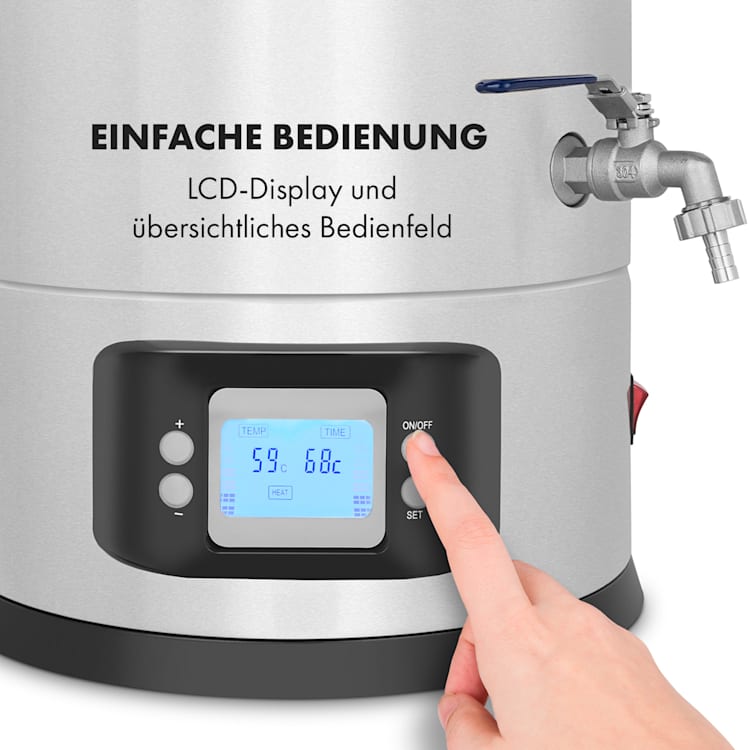 Maischfest Maischekessel 5 Teile 1500/3000W 30l LCD Edelstahl 30 Ltr