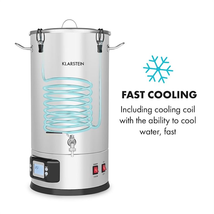Maischfest -mäskikattila, 5 osaa, 1500/3000W, 30 l, LCD, ruostumaton teräs 30 l
