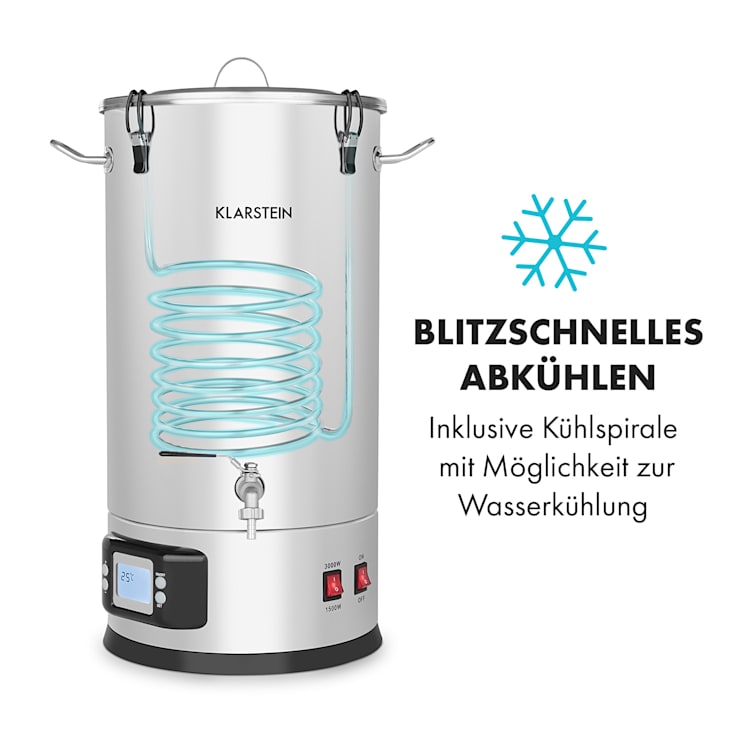 Maischfest Maischekessel 5 Teile 1500/3000W 35l LCD Edelstahl 35 Ltr