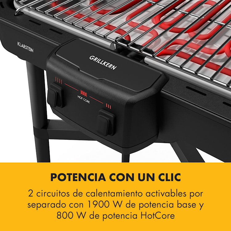 Grillkern Parrilla eléctrica 1900+800 W Elemento calefactor doble ReflectorBoost