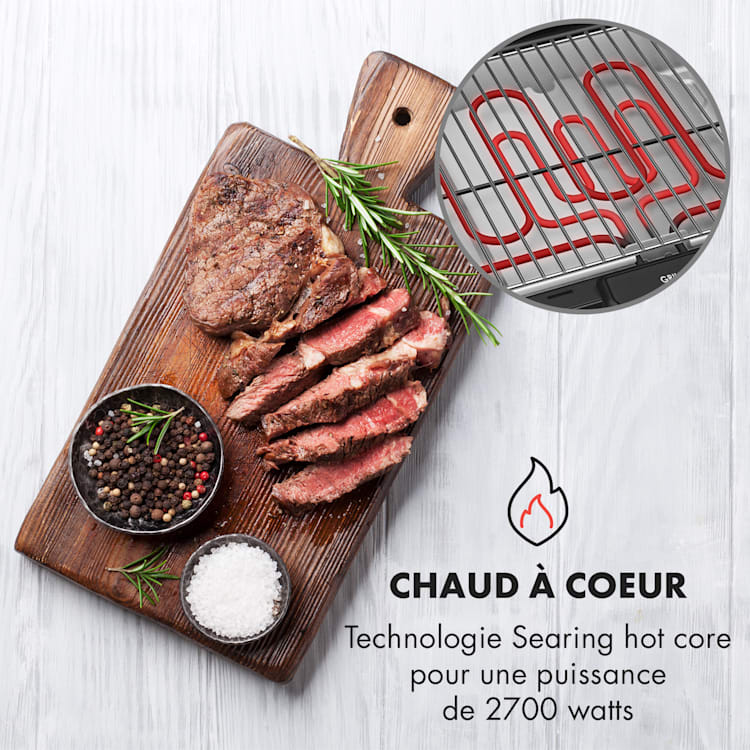 Grillkern Barbecue grill électrique sur pied 1900W + 800W ReflectorBoo