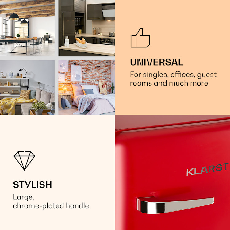 Audrey Mini Retro Fridge 48l 2 Levels Red