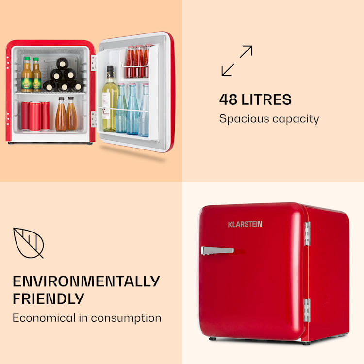 Audrey Mini Retro Fridge 48l 2 Levels Red