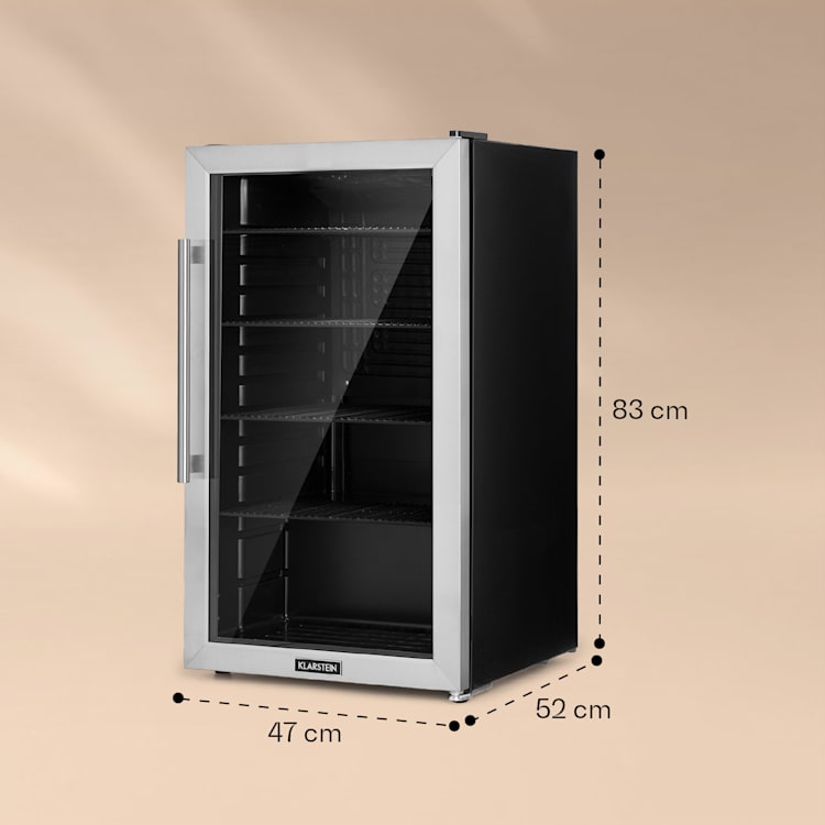 Beersafe 3XL Kühlschrank 98 Liter 4 Böden Panoramaglastür Edelstahl 98 Ltr | Edelstahl