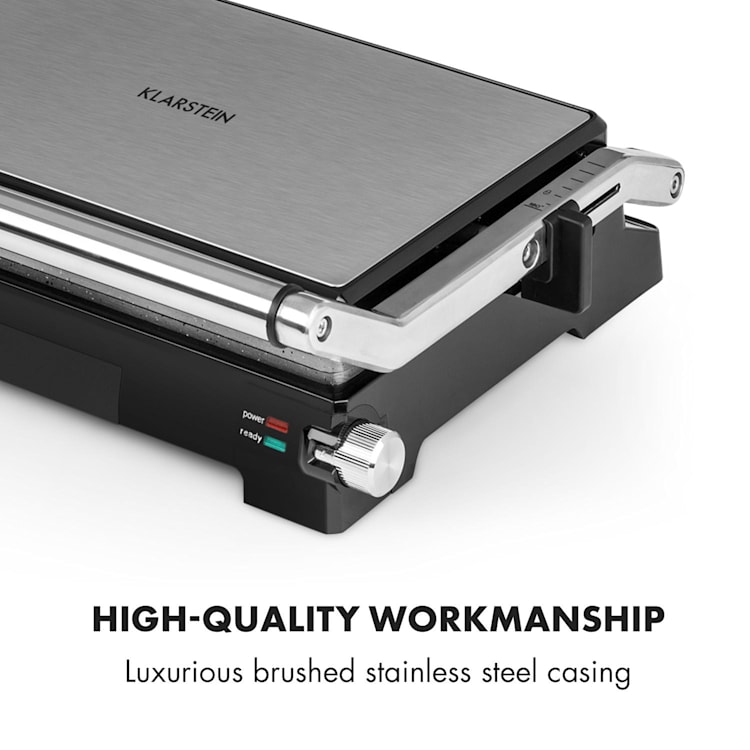 Buffalo Kontaktgrill Paninimaker 2000W Edelstahl silber/schwarz Antihaftbeschichtung: metallic