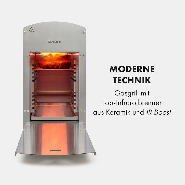 Downfire Gasgrill 3500W Top-Infrarotbrenner 800°C silber